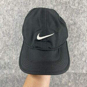 Nike Featherlight Dri Fit Hat‎ Black Strapback Golf Tennis Pickleball